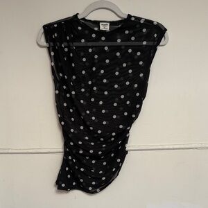 Abercrombie & Fitch Black Sheer Top with White Dots